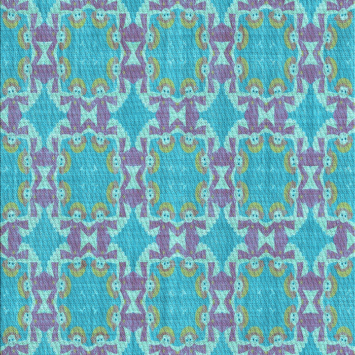 Patterned Bright Turquoise Blue Rug, pat729lblu