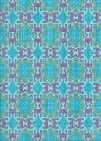 Machine Washable Transitional Bright Turquoise Blue Rug, wshpat729lblu