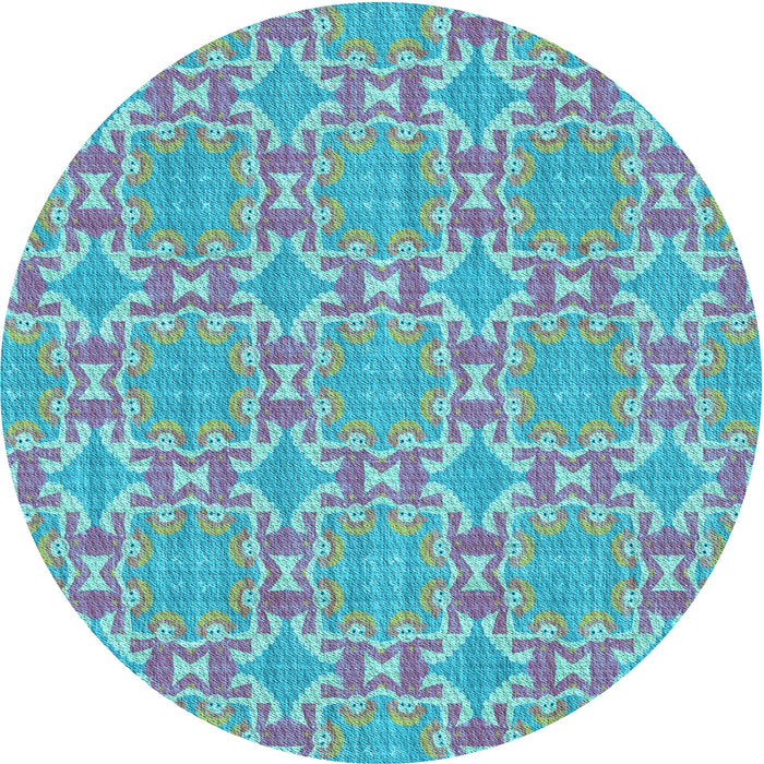 Square Patterned Bright Turquoise Blue Rug, pat729lblu