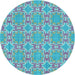 Square Patterned Bright Turquoise Blue Rug, pat729lblu