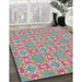 Patterned Raspberry Purple Novelty Rug in Family Room, pat729