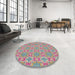 Round Patterned Raspberry Purple Novelty Rug in a Office, pat729