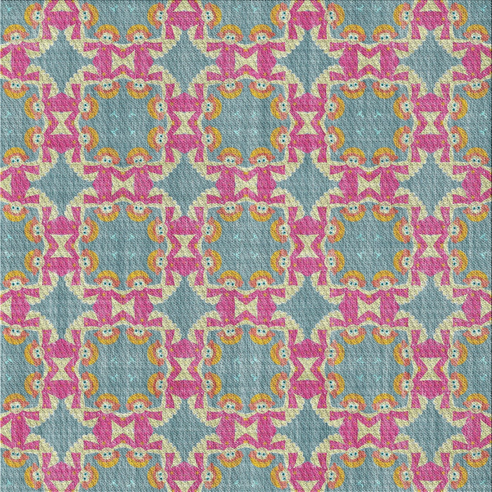 Square Patterned Raspberry Purple Novelty Rug, pat729