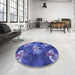 Round Patterned Light Slate Blue Rug in a Office, pat730blu