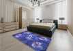 Patterned Light Slate Blue Rug in a Bedroom, pat730blu