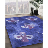 Patterned Light Slate Blue Rug, pat730blu