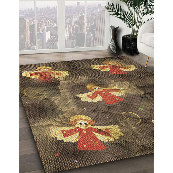 Machine Washable Transitional Red Brown Rug in a Family Room, wshpat730brn