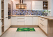 Patterned Deep Emerald Green Rug in a Kitchen, pat730grn
