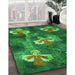 Patterned Deep Emerald Green Rug in Family Room, pat730grn