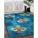 Machine Washable Transitional Dark Turquoise Green Rug in a Family Room, wshpat730lblu