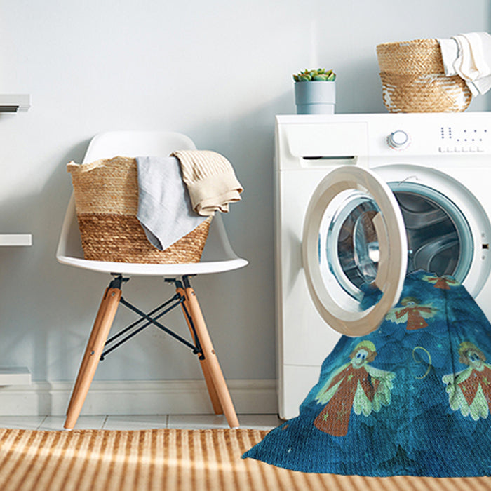 Machine Washable Transitional Dark Turquoise Green Rug in a Washing Machine, wshpat730lblu