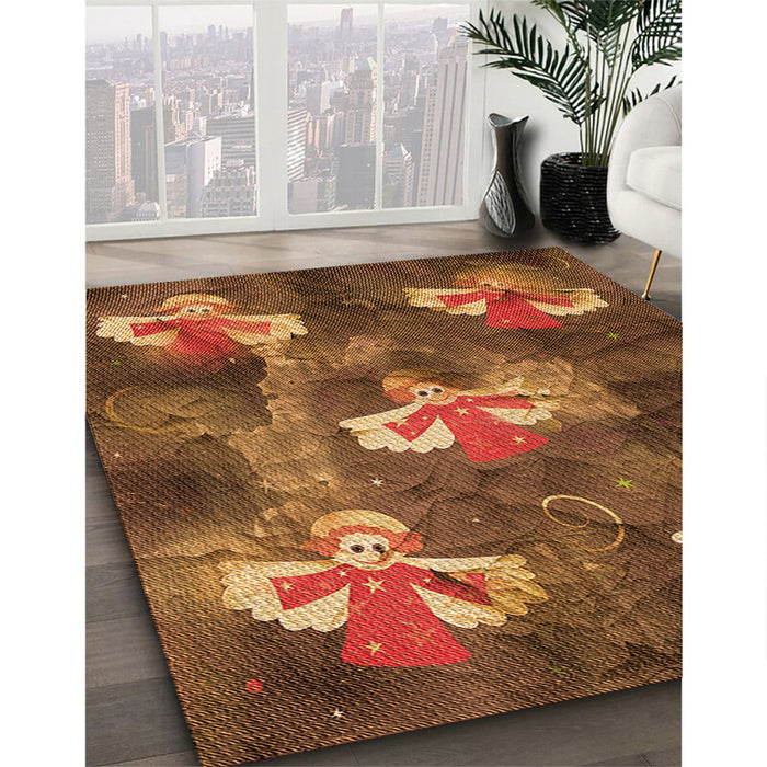 Machine Washable Transitional Orange Rug in a Family Room, wshpat730org