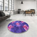 Round Patterned Amethyst Purple Rug in a Office, pat730pur