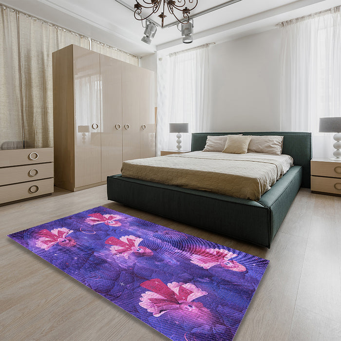 Patterned Amethyst Purple Rug in a Bedroom, pat730pur