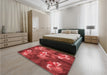 Patterned Red Rug in a Bedroom, pat730rd