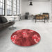 Round Patterned Red Rug in a Office, pat730rd