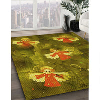 Patterned Dark Bronze Brown Rug, pat730yw