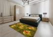 Patterned Dark Bronze Brown Rug in a Bedroom, pat730yw