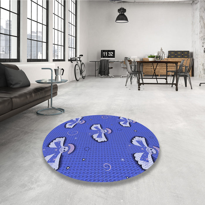 Round Patterned Sky Blue Rug in a Office, pat731blu