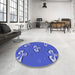 Round Patterned Sky Blue Rug in a Office, pat731blu