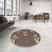 Round Patterned Coffee Brown Rug in a Office, pat731brn