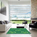 Machine Washable Transitional Forest Green Rug in a Kitchen, wshpat731grn