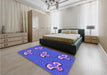 Patterned Light Slate Blue Rug in a Bedroom, pat731pur