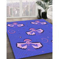 Patterned Light Slate Blue Rug, pat731pur