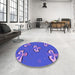 Round Patterned Light Slate Blue Rug in a Office, pat731pur