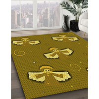 Patterned Dark Bronze Brown Rug, pat731yw