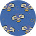 Sideview of Patterned Blue Novelty Rug, pat731