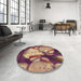 Round Patterned Brown Sand Brown Rug in a Office, pat732brn