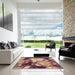 Square Patterned Brown Sand Brown Rug in a Living Room, pat732brn