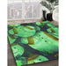 Machine Washable Transitional Medium Forest Green Rug in a Family Room, wshpat732grn