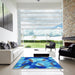 Machine Washable Transitional Bright Turquoise Blue Rug in a Kitchen, wshpat732lblu