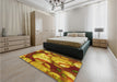 Patterned Mahogany Brown Rug in a Bedroom, pat732yw