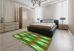 Patterned Green Rug in a Bedroom, pat733grn