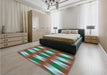 Patterned Sienna Brown Rug in a Bedroom, pat733lblu