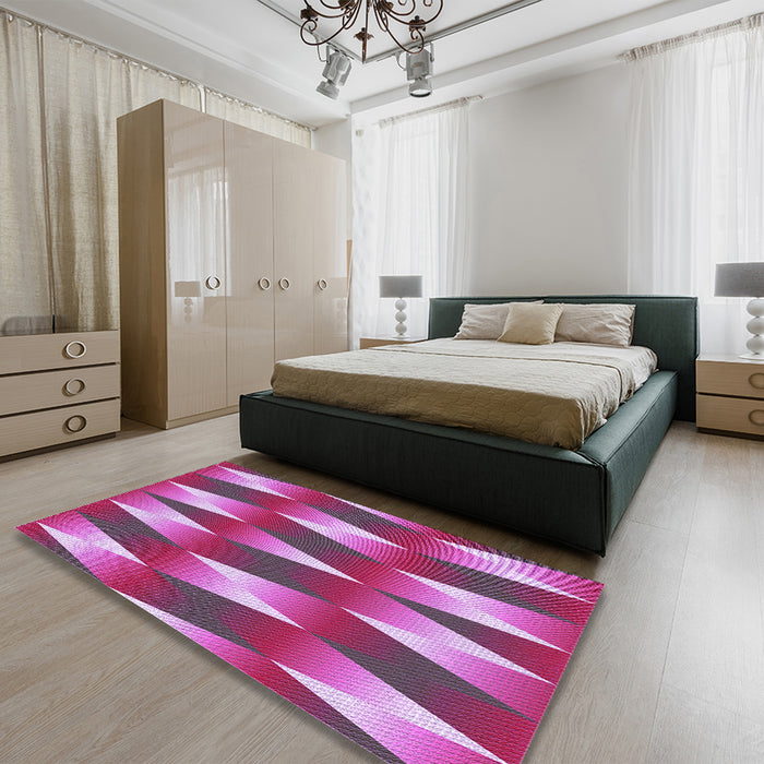 Patterned Orchid Purple Rug in a Bedroom, pat733pur