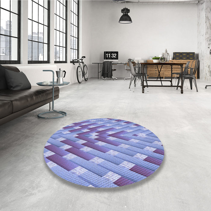 Round Patterned Slate Blue Rug in a Office, pat734blu