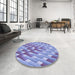 Round Patterned Slate Blue Rug in a Office, pat734blu