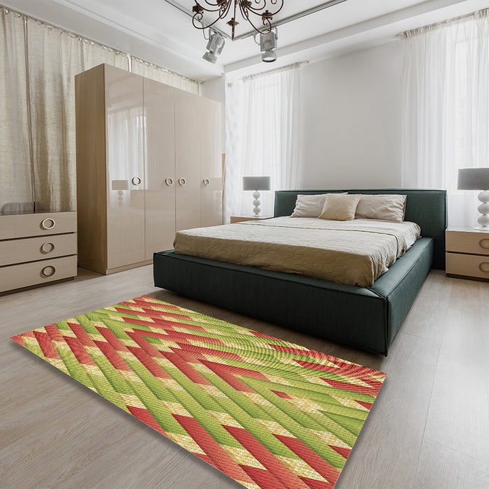 Patterned Red Rug in a Bedroom, pat734brn