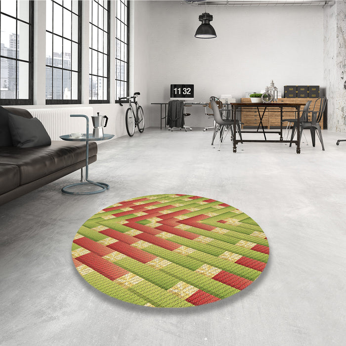Round Patterned Red Rug in a Office, pat734brn