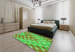 Patterned Neon Green Rug in a Bedroom, pat734grn