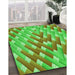 Patterned Neon Green Rug in Family Room, pat734grn
