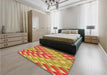 Patterned Golden Brown Yellow Rug in a Bedroom, pat734org