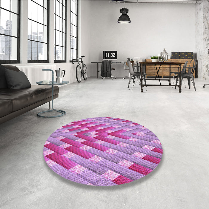 Round Patterned Violet Purple Rug in a Office, pat734pur