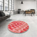 Round Patterned Red Rug in a Office, pat734rd