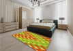 Patterned Green Rug in a Bedroom, pat734yw