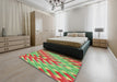 Machine Washable Transitional Red Rug in a Bedroom, wshpat734
